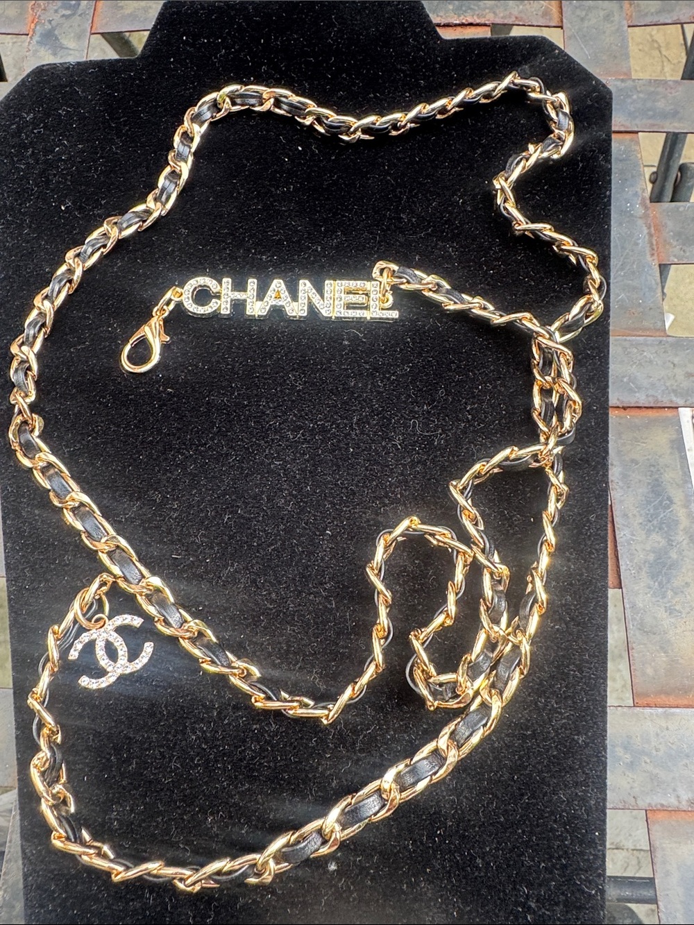 Belt Gold Chain with Crystal Accents